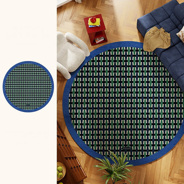 Abstract Contemporary Round Rugs under Chairs, Mid Century Circular Rugs for Bedroom, Modern Rugs for Dining Room, Geometric Modern Rugs for Living Room-HomePaintingDecor
