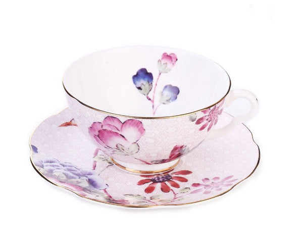 Elegant Ceramic Coffee Cups, Creative Porcelain Tea Cup Saucer Set, Unique Porcelain Cup and Saucer, Beautiful British Flower Tea Cups-HomePaintingDecor