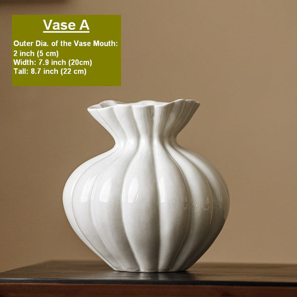 Modern Flower Vase Centerpiece on Table, Handmade Water Holding Flower Vases, Porcelain Flower Vases, Ceramic Bouquet Vases-HomePaintingDecor