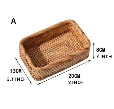 Rectangular Storage Basket for Living Room, Small Kitchen Storage Baskets, Woven Storage Baskets, Rattan Storage Baskets for Shelves-HomePaintingDecor