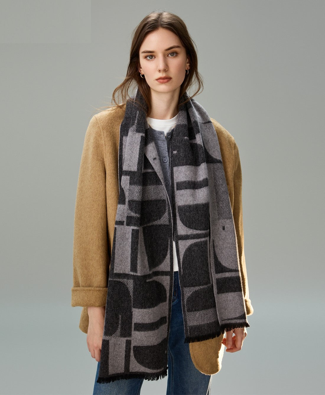 Soft Cashmere Scarf for Women, Casual Scarf for Women, Modern Wool Scarf for Women, Fashion Designer Scarf, Cold Weather Scarf, Winter Scarf-HomePaintingDecor