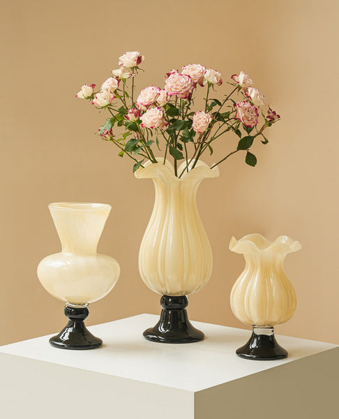 Centerpiece Contemporary Vases on Table, Mid Century Glass Vases, Unique Decorative Glass Vase, Handmade Modern Vases for Living Room, Modern Glass Vase for Flowers-HomePaintingDecor