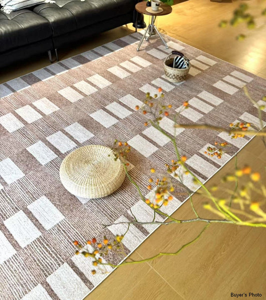 Mid Century Modern Rugs for Bedroom, Contemporary Abstract Rugs under Dining Room Table, Large Modern Rugs for Living Room-HomePaintingDecor