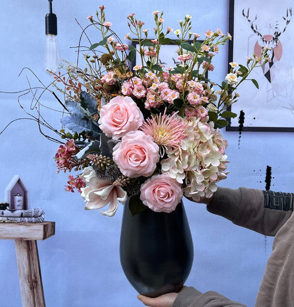 Simple Modern Artificial Floral Arrangement for Bedroom, Large Bunch of Autumn Flowers Arrangement Interior Design, Beautiful Faux Silk Floral Bouquet Table Centerpiece-HomePaintingDecor