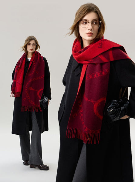 Modern Wool Scarf, Warm Winter Scarf, Holiday Women Scarf, Christmas Gifts for Her, Cold Weather Scarf, Fashion Scarf, Soft Cashmere Scarf for Girls, Elegant Designer Scarf-HomePaintingDecor