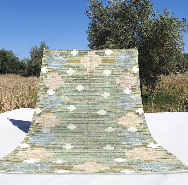 Extra Large Vintage Persian Rugs, Oversized Area Rugs for Living Room, Morocco Green Rugs for Dining Room, Traditional Colorful Moroccan Rug, Vintage Rugs for Bedroom-HomePaintingDecor
