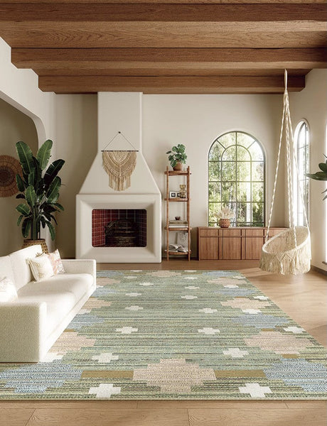 Oversized Area Rugs for Living Room, Morocco Green Rugs for Dining Room, Extra Large Vintage Persian Rugs, Traditional Colorful Moroccan Rug, Vintage Rugs for Bedroom-HomePaintingDecor