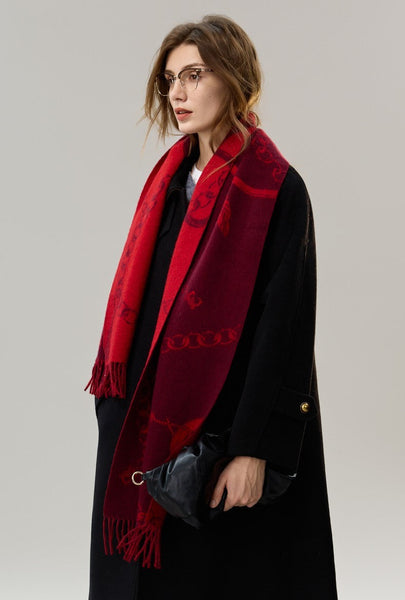 Modern Wool Scarf, Warm Winter Scarf, Holiday Women Scarf, Christmas Gifts for Her, Cold Weather Scarf, Fashion Scarf, Soft Cashmere Scarf for Girls, Elegant Designer Scarf-HomePaintingDecor