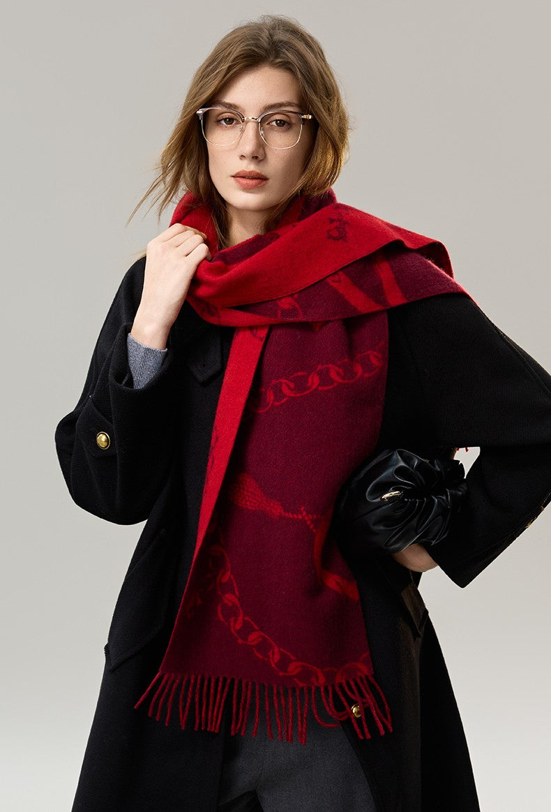 Modern Wool Scarf, Warm Winter Scarf, Holiday Women Scarf, Christmas Gifts for Her, Cold Weather Scarf, Fashion Scarf, Soft Cashmere Scarf for Girls, Elegant Designer Scarf-HomePaintingDecor