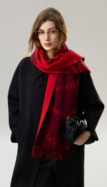 Modern Wool Scarf, Warm Winter Scarf, Holiday Women Scarf, Christmas Gifts for Her, Cold Weather Scarf, Fashion Scarf, Soft Cashmere Scarf for Girls, Elegant Designer Scarf-HomePaintingDecor