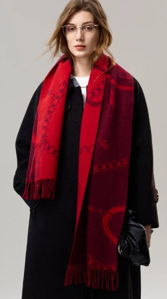 Modern Wool Scarf, Warm Winter Scarf, Holiday Women Scarf, Christmas Gifts for Her, Cold Weather Scarf, Fashion Scarf, Soft Cashmere Scarf for Girls, Elegant Designer Scarf-HomePaintingDecor