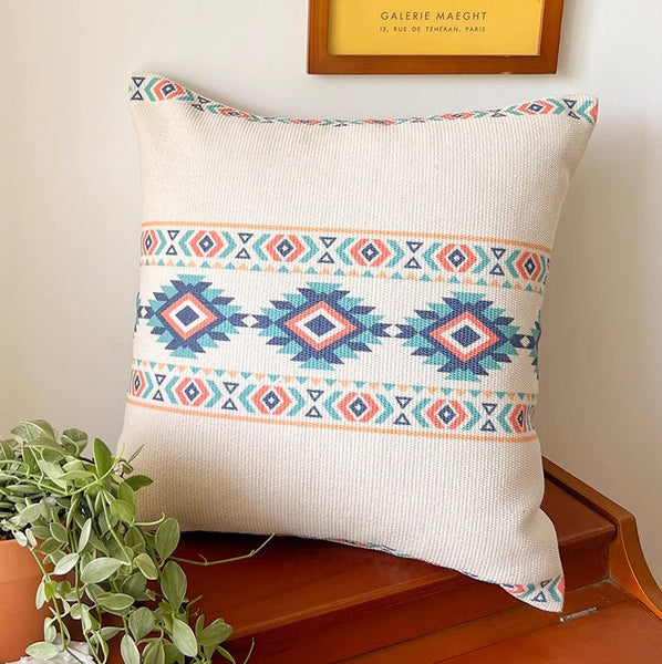 Oriental Square Pillows for Couch, Geometric Modern Pillow Covers, Decorative Throw Pillows for Dining Room, Bohemian Decorative Sofa Pillows-HomePaintingDecor