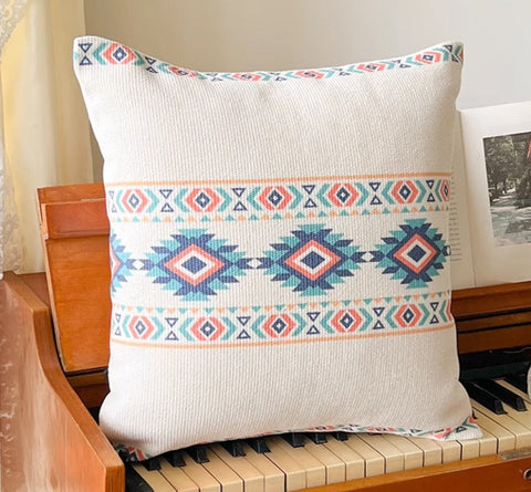 Oriental Square Pillows for Couch, Geometric Modern Pillow Covers, Decorative Throw Pillows for Dining Room, Bohemian Decorative Sofa Pillows