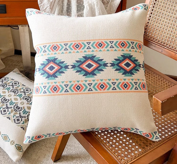 Oriental Square Pillows for Couch, Geometric Modern Pillow Covers, Decorative Throw Pillows for Dining Room, Bohemian Decorative Sofa Pillows-HomePaintingDecor