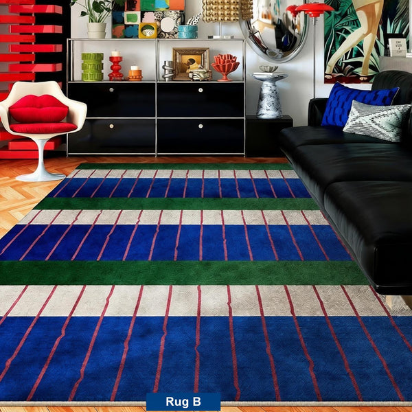 Living Room Rug Ideas, Mid Century Modern Rugs, Bedroom Modern Floor Carpet, Blue Modern Rug Designs, Contemporary Modern Rugs for Dining Room-HomePaintingDecor
