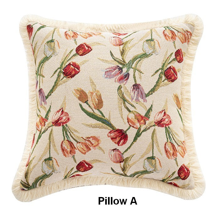 Decorative Sofa Pillows for Couch, Tulip Flower Pillow Covers, Large Flower Decorative Pillows for Bedroom, Farmhouse Decorative Pillows-HomePaintingDecor