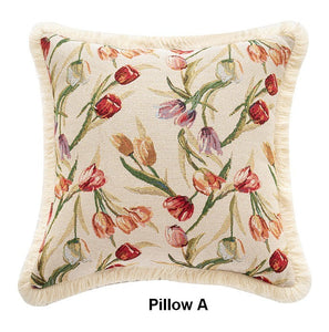 Decorative Sofa Pillows for Couch, Tulip Flower Pillow Covers, Large Flower Decorative Pillows for Bedroom, Farmhouse Decorative Pillows-HomePaintingDecor