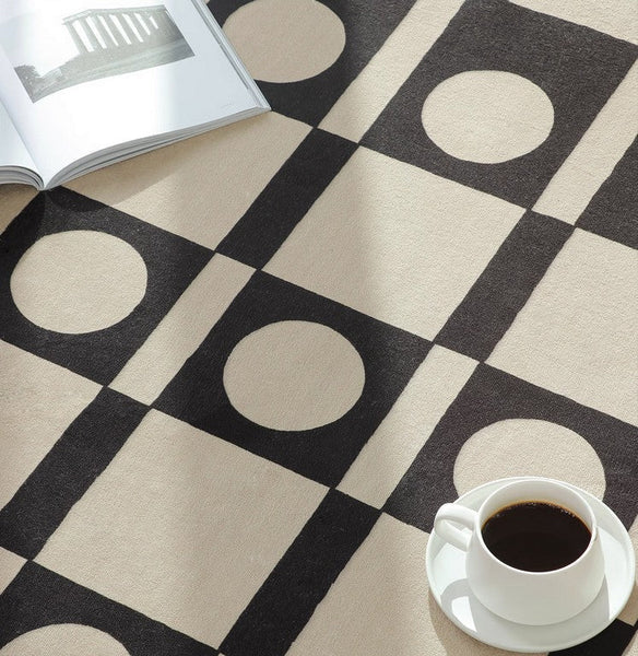 Mid Century Modern Rugs Next to Bed, Modern Rugs for Dining Room, Thick Contemporary Rugs for Bedroom, Modern Carpets for Living Room-HomePaintingDecor