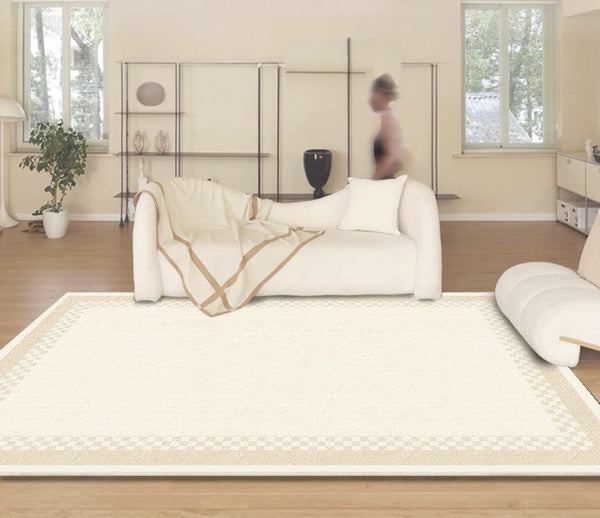 Bedroom Modern Rugs, Contemporary Soft Rugs for Living Room, Cream Color Geometric Modern Rugs, Modern Rugs for Dining Room-HomePaintingDecor