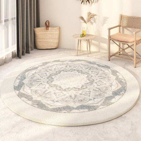 Circular Modern Rugs under Sofa, Modern Round Rugs under Coffee Table, Abstract Contemporary Round Rugs, Geometric Modern Rugs for Bedroom-HomePaintingDecor