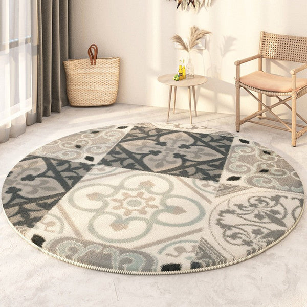 Modern Round Rugs under Coffee Table, Circular Modern Rugs under Sofa, Abstract Contemporary Round Rugs, Geometric Modern Rugs for Bedroom-HomePaintingDecor