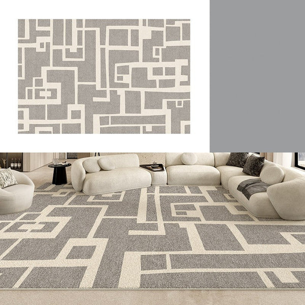 Geometric Modern Rugs for Living Room, Gray Modern Rugs for Bedroom, Contemporary Area Rugs for Dining Room-HomePaintingDecor