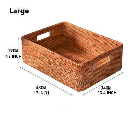 Rattan Storage Baskets for Kitchen, Rectangular Storage Baskets for Pantry, Storage Baskets for Shelves, Woven Storage Baskets for Bathroom-HomePaintingDecor