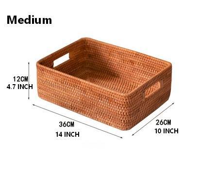 Rattan Storage Baskets for Kitchen, Rectangular Storage Baskets for Pantry, Storage Baskets for Shelves, Woven Storage Baskets for Bathroom-HomePaintingDecor