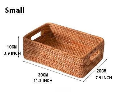 Rattan Storage Baskets for Kitchen, Rectangular Storage Baskets for Pantry, Storage Baskets for Shelves, Woven Storage Baskets for Bathroom-HomePaintingDecor