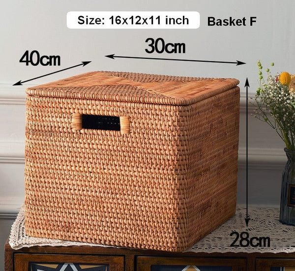Storage Basket for Shelves, Large Rectangular Storage Basket, Storage Baskets for Kitchen, Woven Storage Basket for Living Room-HomePaintingDecor