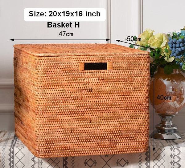 Storage Basket for Shelves, Large Rectangular Storage Basket, Storage Baskets for Kitchen, Woven Storage Basket for Living Room-HomePaintingDecor