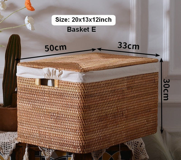 Storage Basket with Lid, Storage Baskets for Toys, Rectangular Storage Basket for Shelves, Storage Baskets for Bathroom, Storage Baskets for Clothes-HomePaintingDecor