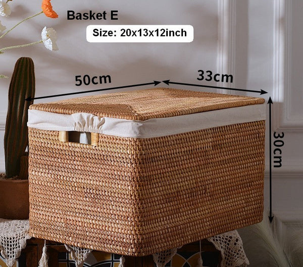 Extra Large Rattan Storage Baskets, Oversized Laundry Storage Baskets, Round Storage Baskets, Storage Baskets for Clothes, Storage Baskets for Bathroom-HomePaintingDecor