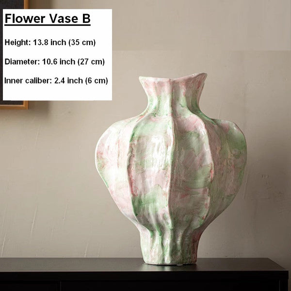 Handmade Modern Flower Vase, Centerpiece Ceramic Bouquet Vases, Large Contemporary Vases on Dining Table, Porcelain Vases for Modern Home Decor-HomePaintingDecor