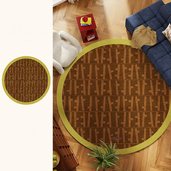 Mid Century Circular Rugs for Bedroom, Abstract Contemporary Round Rugs under Chairs, Modern Rugs for Dining Room, Geometric Modern Rugs for Living Room-HomePaintingDecor