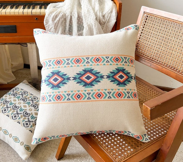 Oriental Square Pillows for Couch, Geometric Modern Pillow Covers, Decorative Throw Pillows for Dining Room, Bohemian Decorative Sofa Pillows-HomePaintingDecor