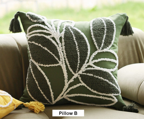 Leaf Decorative Pillows for Bedroom, Contemporary Modern Sofa Pillow Covers, Square Modern Throw Pillows for Couch, Modern Decorative Pillows for Interior Design-HomePaintingDecor