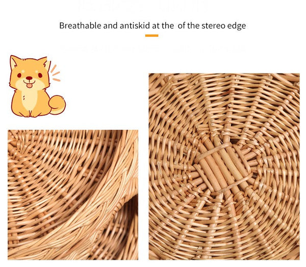 Large Cat House Basket with Washable Cushion for Indoor Cats and Dogs, Triple-Layer Cat Bed-HomePaintingDecor
