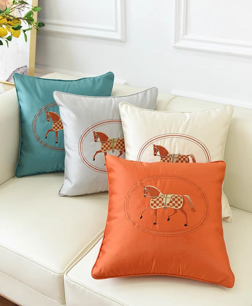 Decorative Throw Pillows for Couch, Modern Sofa Decorative Pillows, Embroider Horse Pillow Covers, Horse Modern Decorative Throw Pillows-HomePaintingDecor