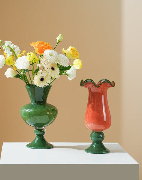 Unique Modern Glass Vase, Contemporary Vase for Modern Home Decor, Modern Glass Flower Vases, Handmade Liuli Vases, Centerpiece Vases on Table-HomePaintingDecor