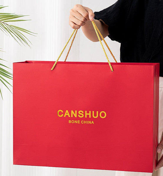 Beautiful Porcelain Tea Cup and Saucer Set, Red Tea Cup and Saucer Set with Teapot in Gift Box, Modern Ceramic Coffee Cups-HomePaintingDecor