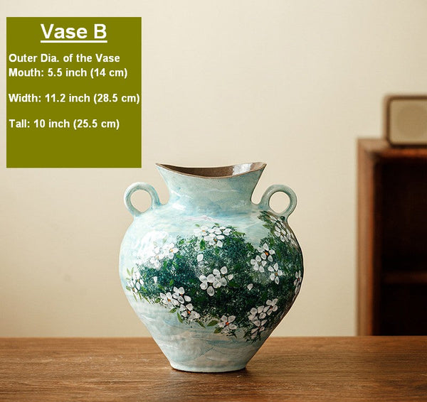 Centerpiece on Dining Table, Handmade Water Holding Flower Vases, Large Flower Vases on Table, Modern Pottery Flower Vases, Pottery Bud Vases-HomePaintingDecor