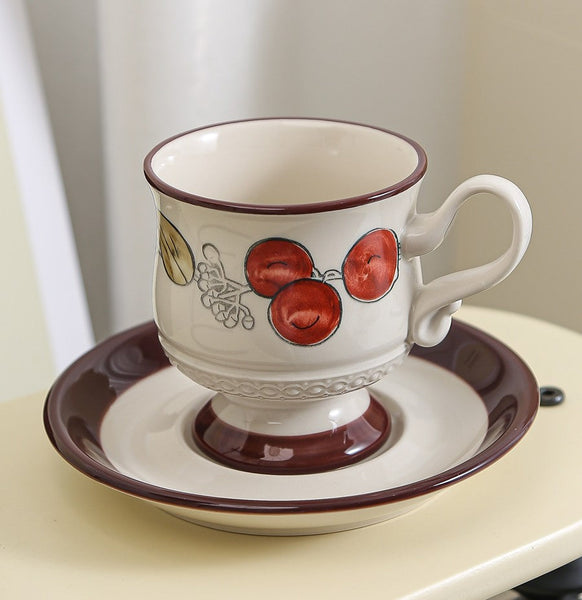 Elegant Ceramic Cups, Creative Coffee Cup and Saucer, 8 oz Porcelain Tea Cup Saucer Set, Beautiful British Tea Cups for Traditional Afternoon Tea-HomePaintingDecor