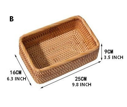 Rectangular Storage Basket for Living Room, Small Kitchen Storage Baskets, Woven Storage Baskets, Rattan Storage Baskets for Shelves-HomePaintingDecor