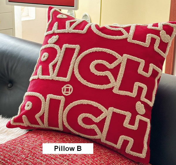 Modern Decorative Pillows for Interior Design, Contemporary Modern Sofa Pillow Covers, Red Square Modern Throw Pillows for Couch-HomePaintingDecor