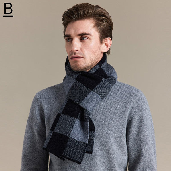 Plaid Scarf for Men, Business Wool Scarf for Gentleman, Men's Winter Scarf, Men's Wool Scarf Winter, Modern Fashion Scarf, Formal Men Scarf Styles, Pure Wool Scarf-HomePaintingDecor