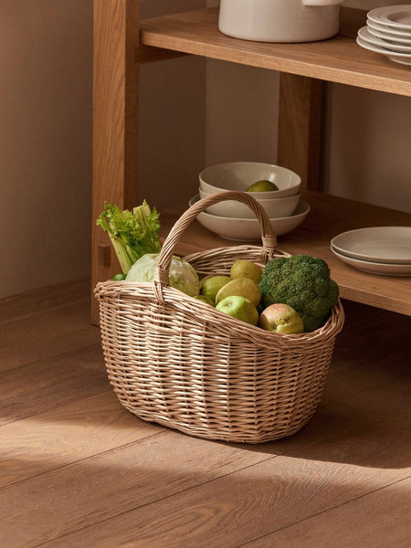 Wicker Storage Basket, Large Picnic Food Basket with Handle, Lovely Willow Weaving Baskets for Vegetable, Natural Fruit Basket, Natural Hand-woven Kitchen Storage Baskets-HomePaintingDecor