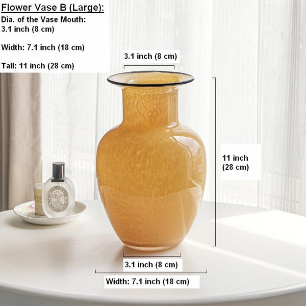 Handmade Liuli Vases, Color Glaze Vase, Contemporary Vases for Modern Home Decor, Yellow Glass Bud Vases, Centerpiece Vases on Table-HomePaintingDecor