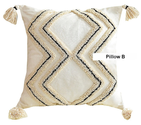 Geometric Square Modern Throw Pillows for Couch, Beige Decorative Throw Pillows, Contemporary Throw Pillow for Interior Design-HomePaintingDecor