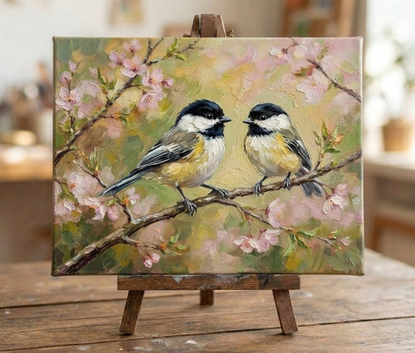Original Oil Paintings, Black-capped Chickadee Painting, Hand Painted Canvas Art, Love Birds Painting, Small Canvas Paintings, Original Oil Paintings on Canvas